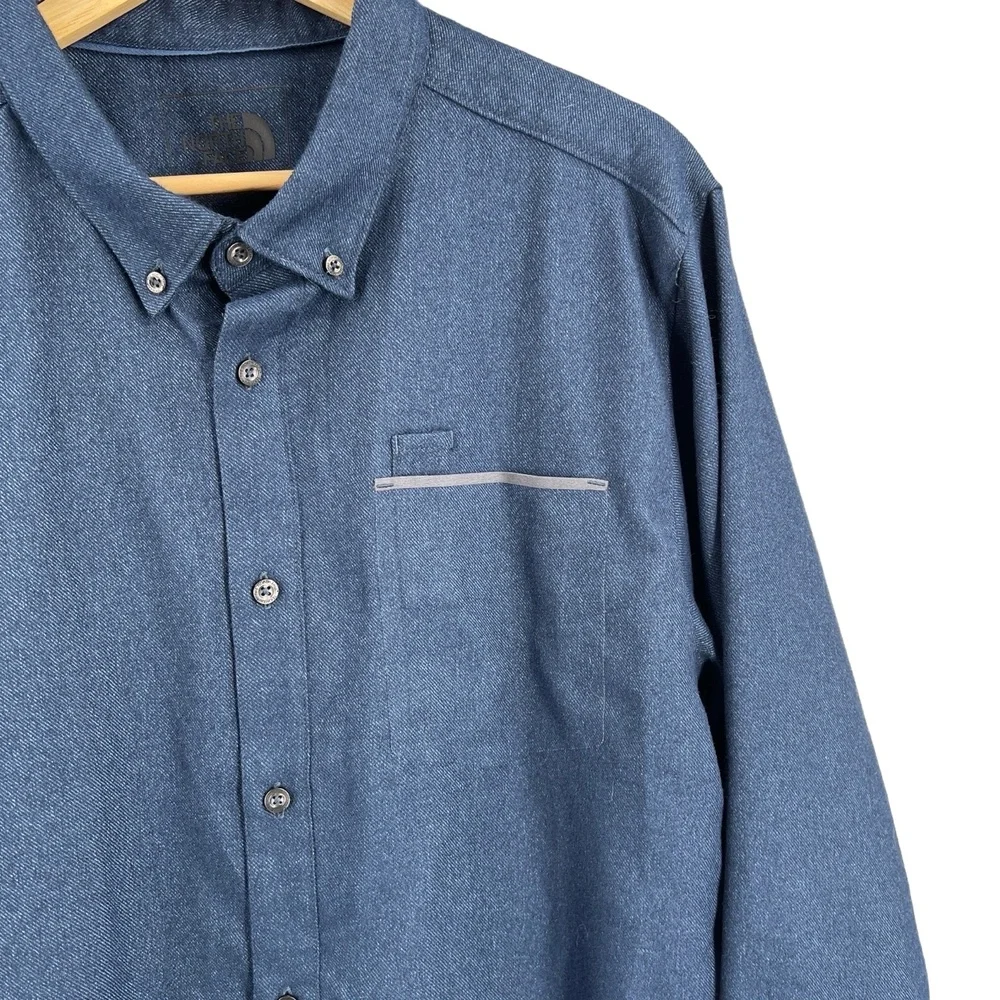 North Face‎ Mens Shirt Blue Long Sleeves Button Front Large